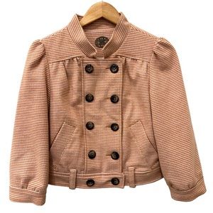 Anthropologie Idra Jacket Size 4 Earhart Houndstooth Bomber Coat Orange